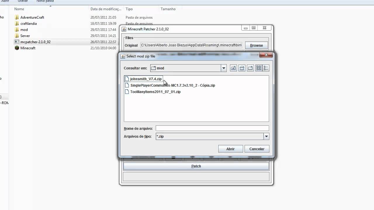Minecraft-Como instalar mods com o MC Patcher [com erros] - YouTube