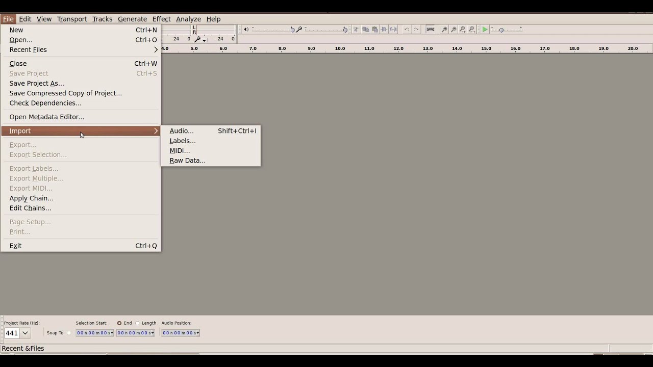 Audacity - Import File - YouTube