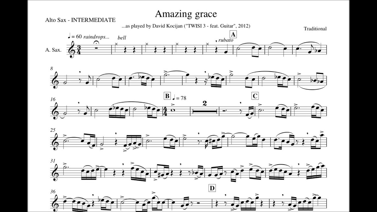 Alto Sax \u0026 Guitar Duet Amazing Grace Christmas Song (Sheet Music Guita...