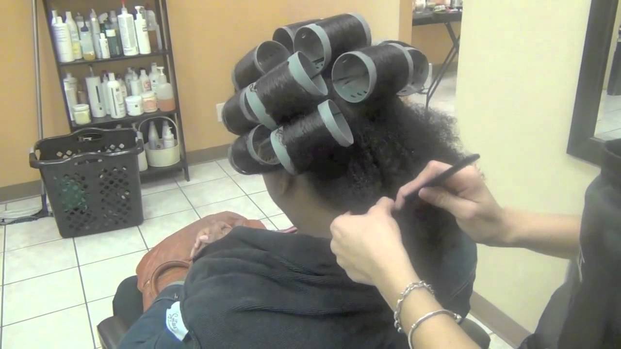 Roller Set on Natural Hair and Dominican Blow Out (@lucys_salon) - YouTube
