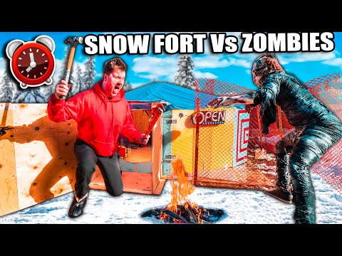 Apocalypse Survival Snow FORT! 24 Hour Challenge Vs ZOMBIES