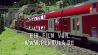 Viel Eisenbahnverkehr auf der Spur H0 Anlage in der Modellbahnwelt Odenwald