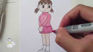 how to draw : shizuka doraemon