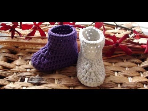 How to Crochet Newborn Booties 1st Round  Crochet Baby Booties 