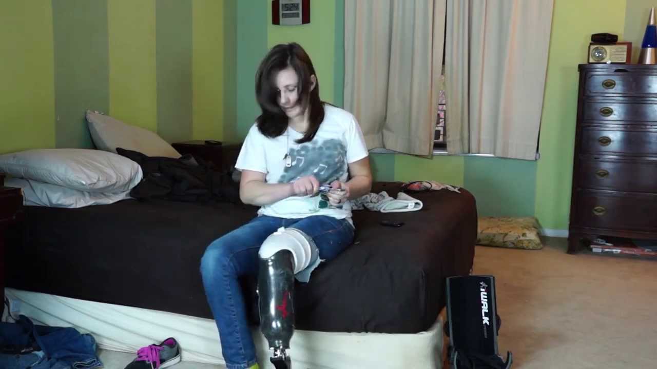 leg pants putting prosthetic