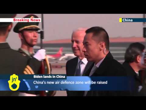 A plane carrying U.S. Vice President Joe Biden landed in Beijing. Biden is scheduled to meet Chinese President Xi Jinping and Vice President Li Yuanchao in the Chinese capital on Wednesday before flying to Seoul later in the week. Top of the agenda is China\'s new air defence zone, which has rattled Washington, Tokyo and Seoul.