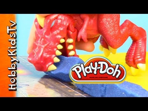 PLAY-DOH Rex Dinosaur Smash Launch - Crayola Box Open, Review, Play