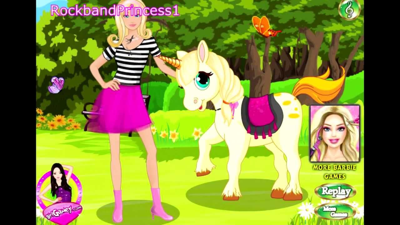Barbie+Cartoon+YouTube ... Games Barbie Cartoon Games "Caring Barbie Unicorn " Game - YouTube