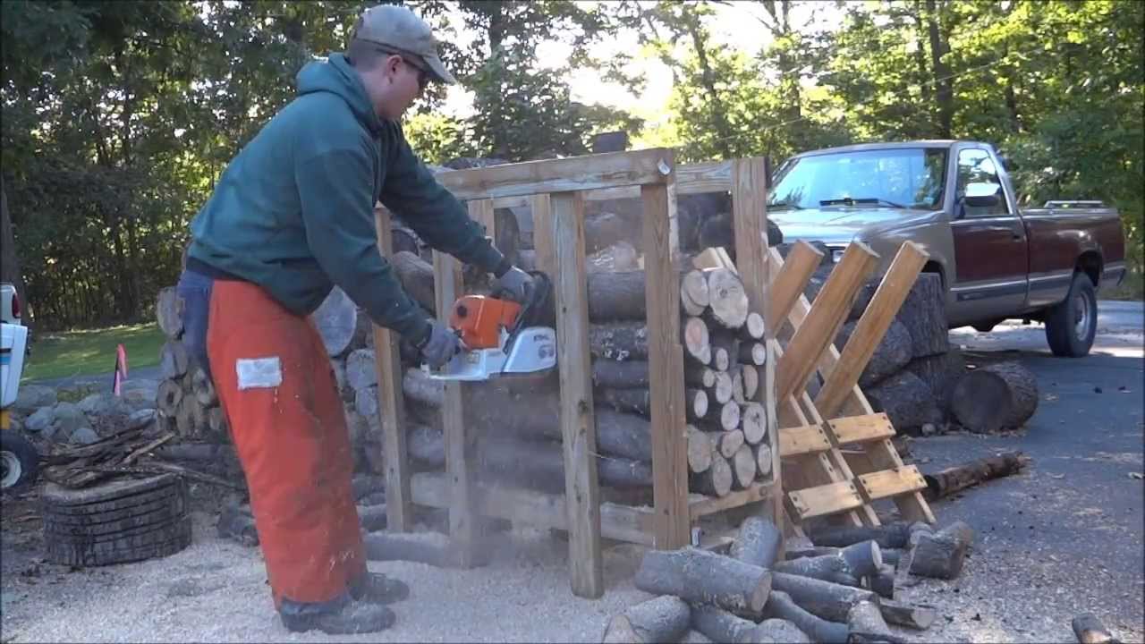 Cutting Poles in the Sawbuck - YouTube
