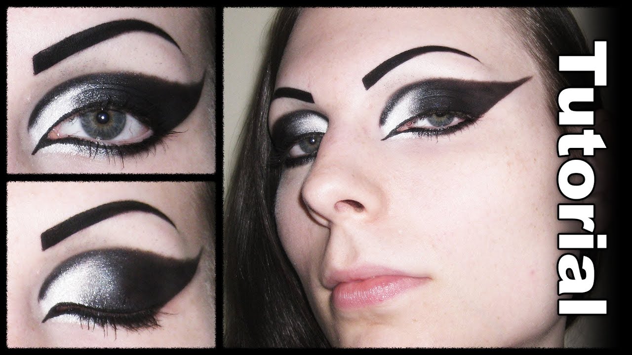 Dramatic Gothic White to Black Extended Winged Cat Eye Makeup Tutorial