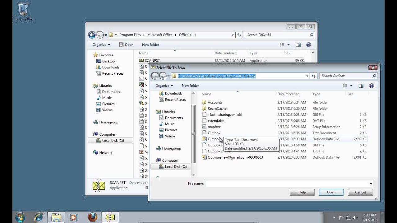 How to Run Scanpst.exe Outlook 2010 - YouTube