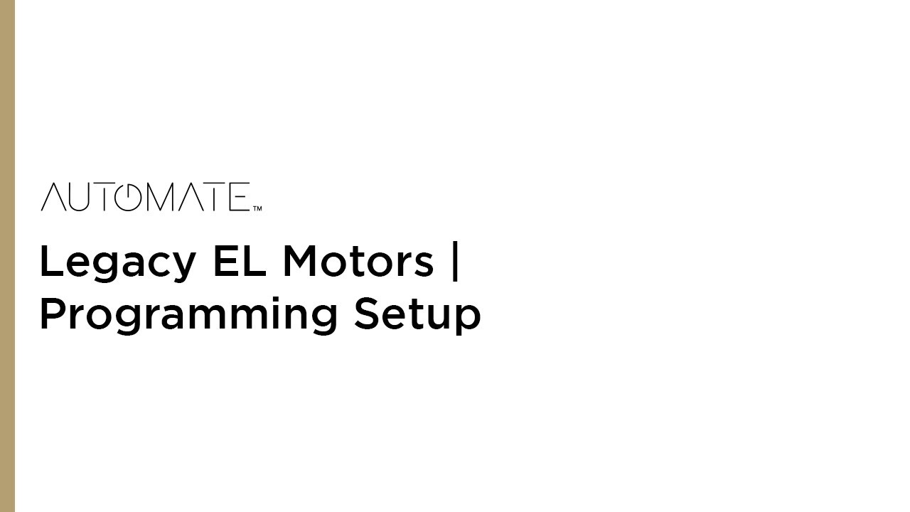 Automate Legacy EL – Programming Setup