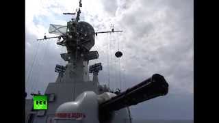 Морские учения кораблей Каспийской флотилии