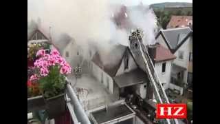 Feuer am Marktplatz in Bad Hersfeld - Fachwerkhäuser brennen