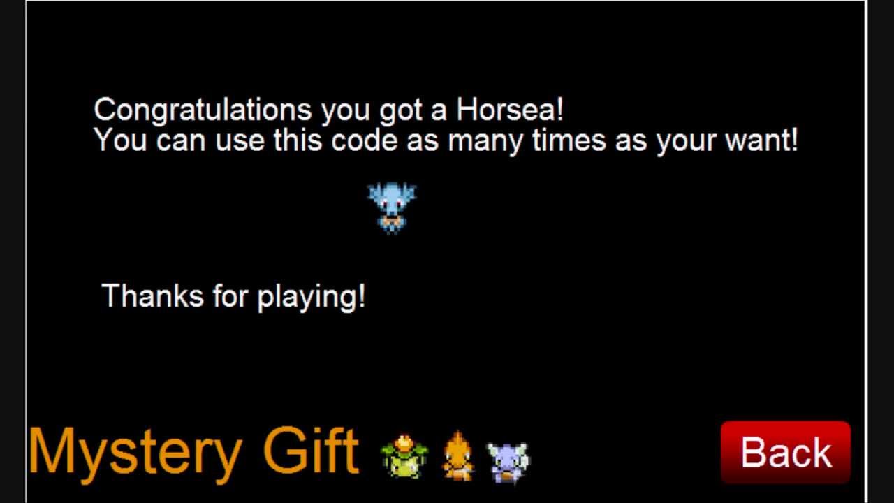 Pokemon Tower Defense: Horsea+Seadra Mystery Gift Code "PTD" - YouTube