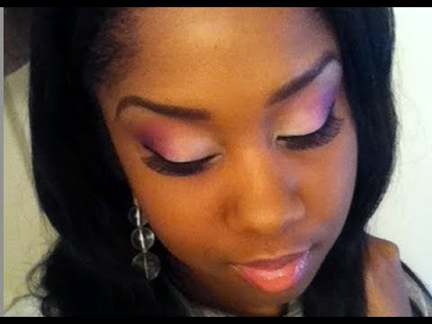Primer Makeup on Hot Pink   Purple With Glitter   Make Up Tutorial   120 Eyeshadow Matt