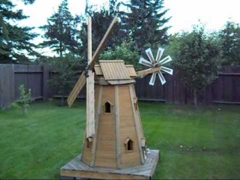 wooden homemade garden windmill by laszlo - YouTube