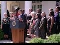 In the Rose Garden at the White House, President Obama delivers a statement to the press on the Affordable Care Act and the Government Shutdown. October 1, 2013.