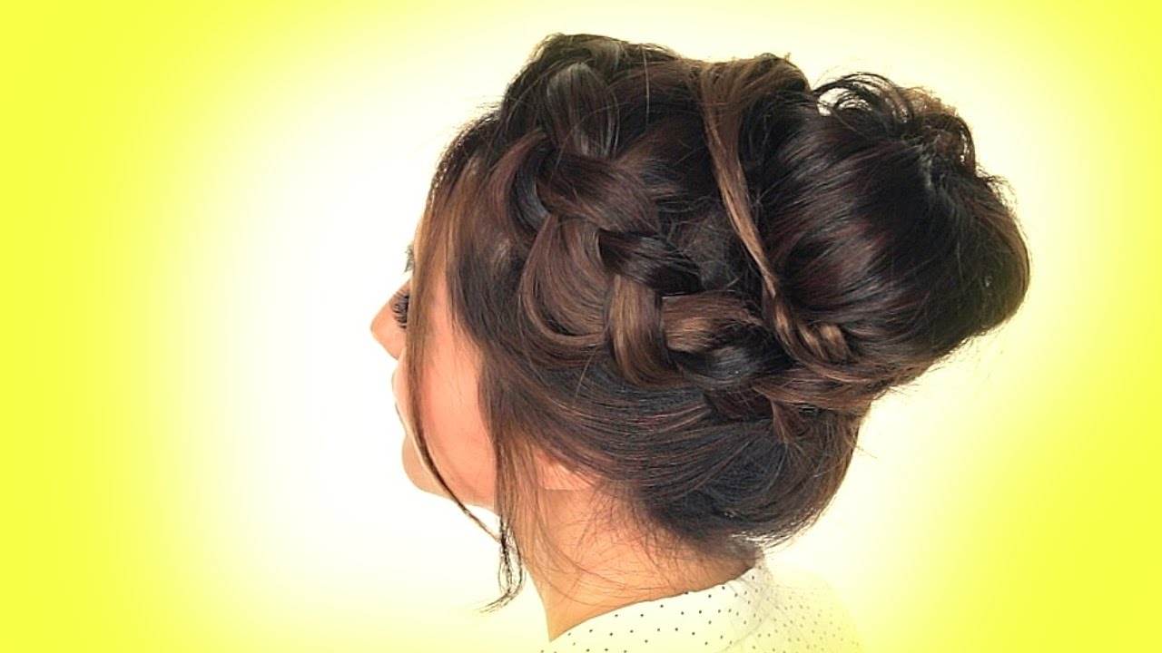 SCHOOL HAIRSTYLES | MESSY Crown BRAID Bun Hairstyle - YouTube