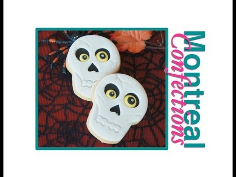 'Halloween cookies - How to make a skull cookie - Fondant cookie decorating' on ViewPure