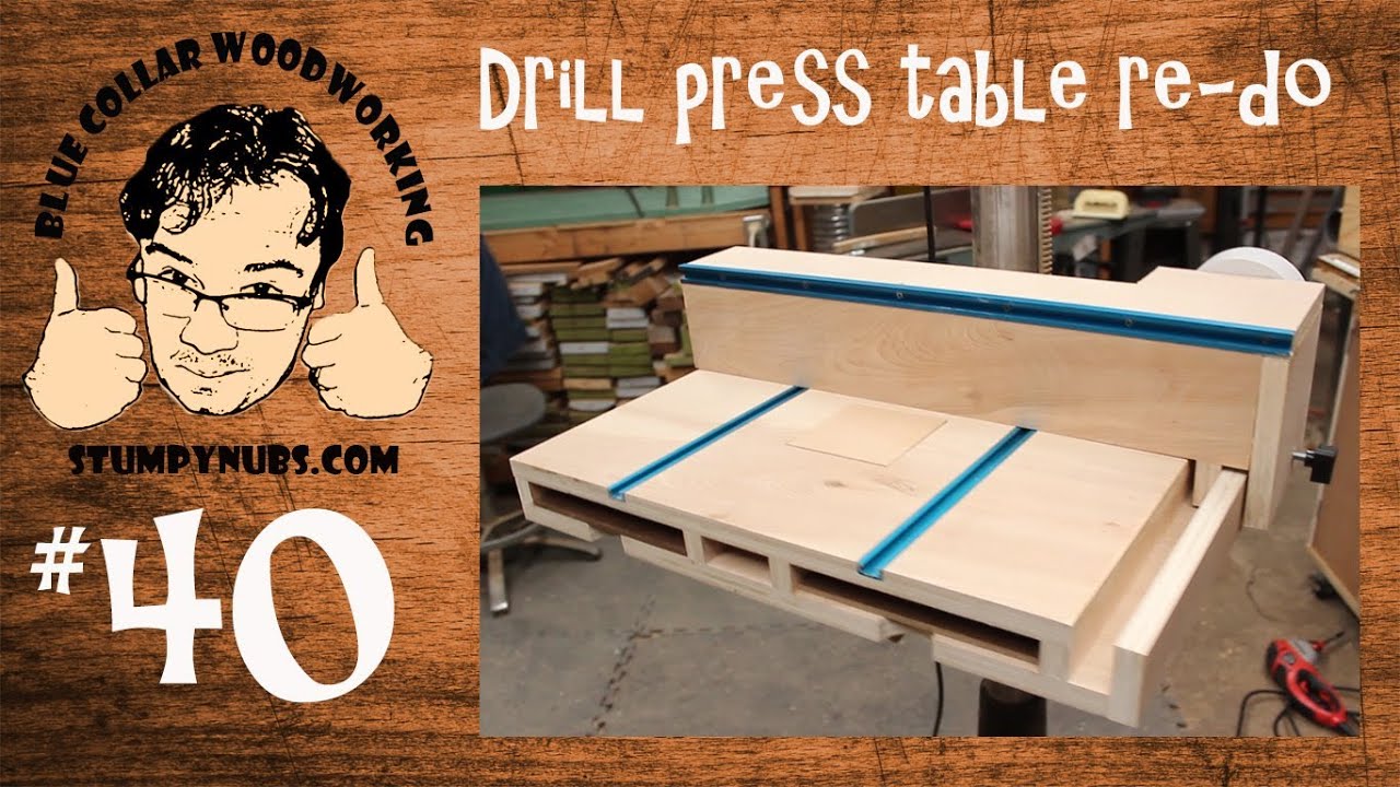 SWEET Homemade drill press table with T-Style fence and dust 