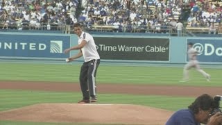 Cristiano Ronaldo throws first pitch at LA Dodgers baseball game