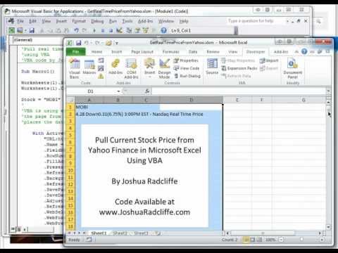 Excel VBA - Get Real Time Stock Prices from Yahoo Finance - YouTube