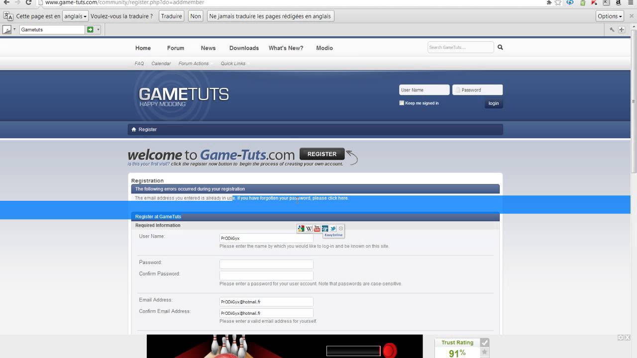 Comment créer un compte Gametuts (Modio) - YouTube