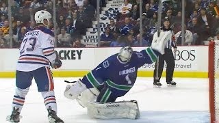 Roberto Luongo volleys the puck out of danger