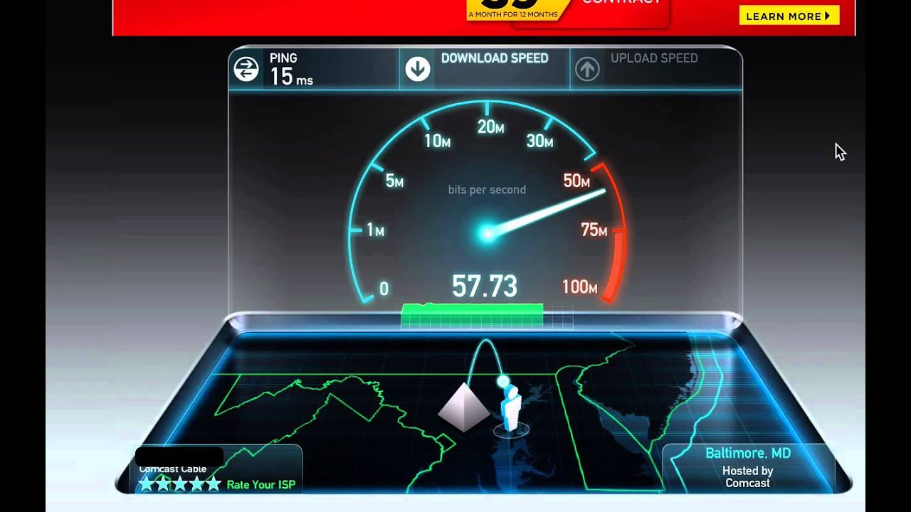 Comcast Blast 50/10 Speed Test - YouTube