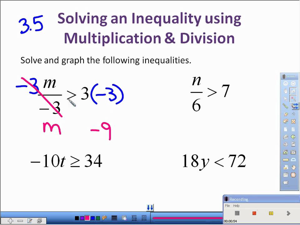 3.5 Solving Inequalities with Multiplication and Division.avi - YouTube