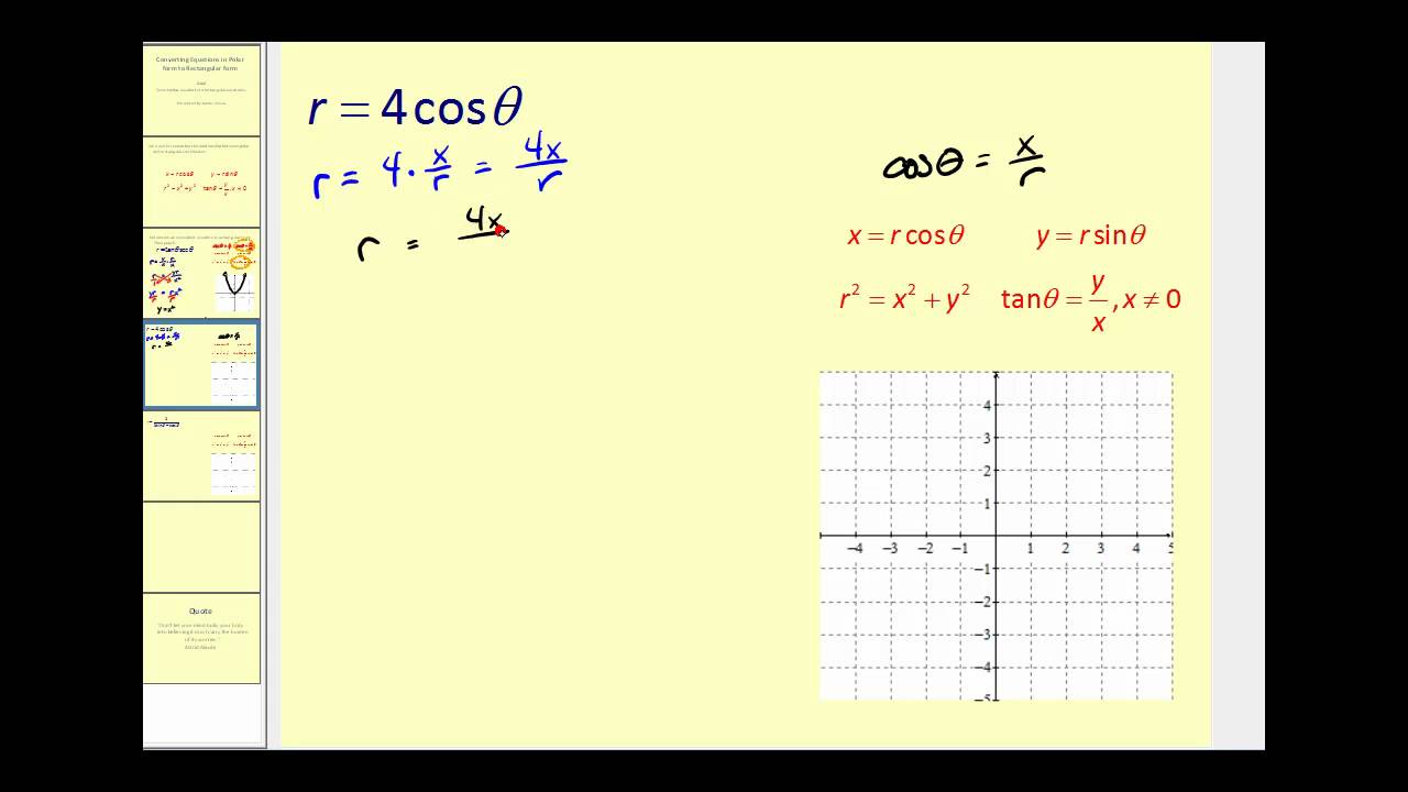 convert polar equation to rectangular