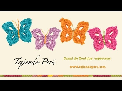 Mariposas en crochet / English subtitles: crochet butterfly - Tejiendo Perú