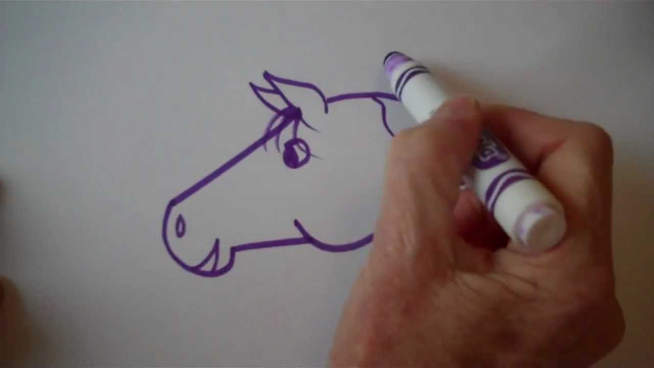 How to draw an easy cartoon horse - YouTube