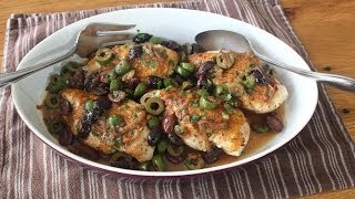 Chicken and Olives Recipe - Chicken Breasts Braised with Olives