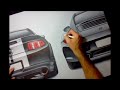 Mustang GT500 + Porsche 911 Black Edition drawing by Adonis Alcici