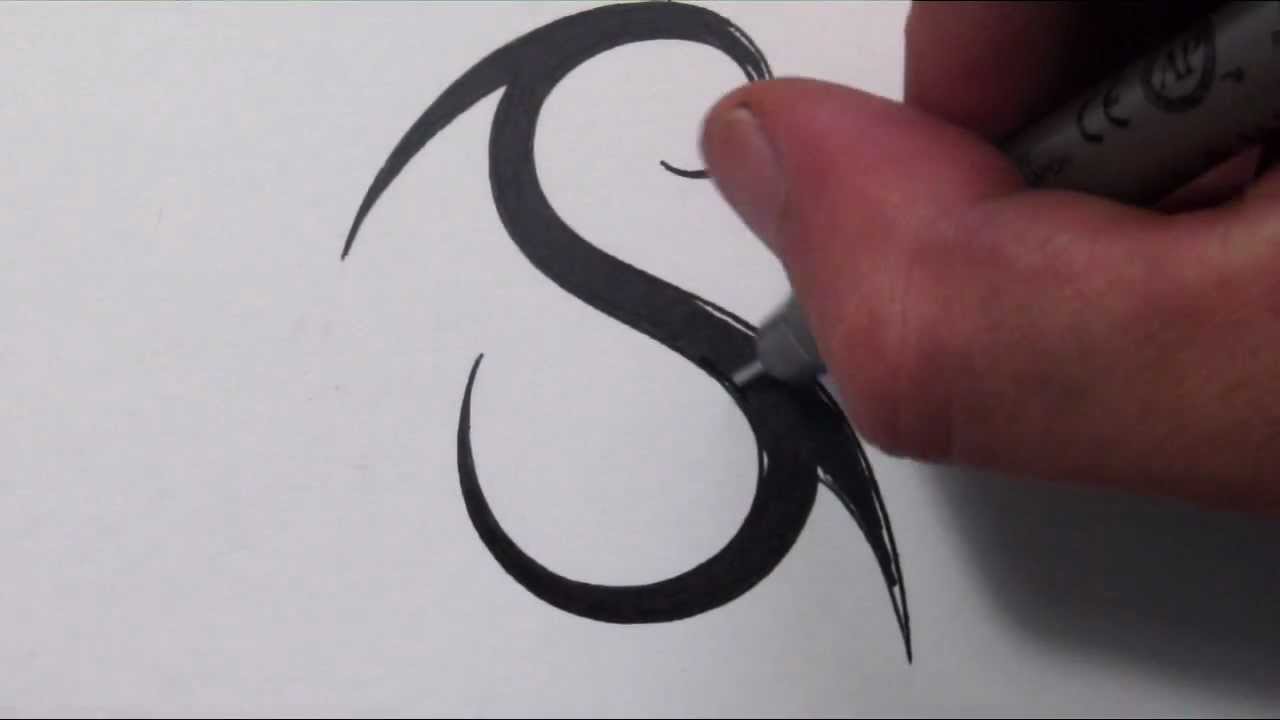 How To Draw a Simple Tribal Letter S - YouTube