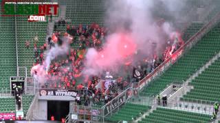 Śląsk - Zagłębie: oprawa kibiców gości (polish fan set on fire)