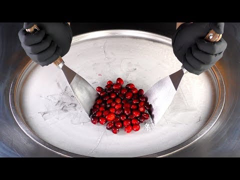ASMR - Cranberry Ice Cream Rolls | satisfying fried Ice Cream with Cranberries - with tapping Sounds