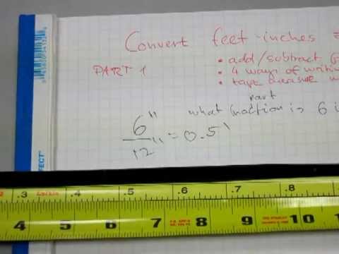 Convert feet-inches to decimal feet - YouTube