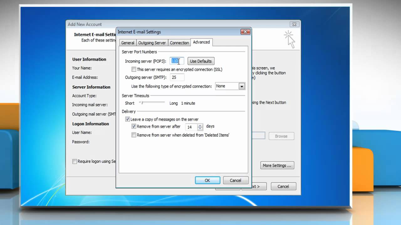 how to add email to outlook windows 7