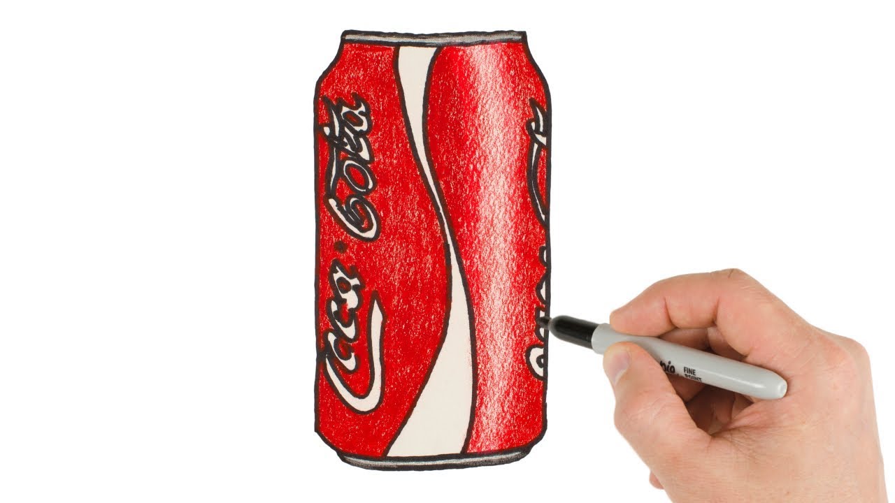 How to Draw Coca Cola Can Super Easy with Colored Pencils How to Draw Coca ...