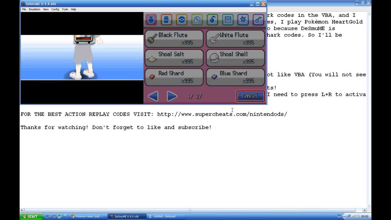 How to use ActionReplay codes for DeSmuME - YouTube