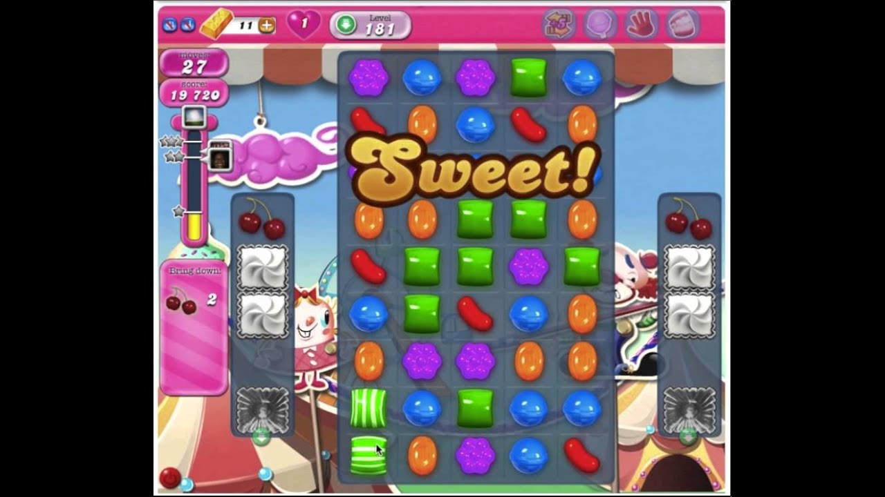 Candy Crush Saga Level 181 - 3 Stars No Boosters - YouTube