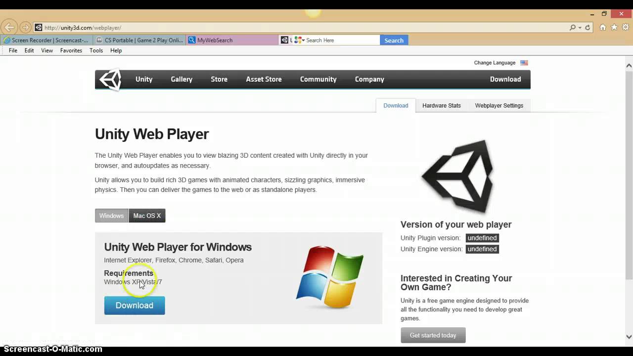 Tutorial-how to install a unity web player - YouTube