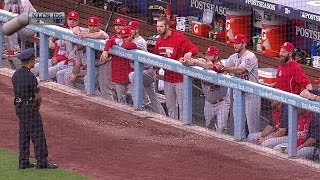 Cardinals' dugout try to make cop laugh