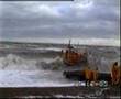 RNLI  lifeboat launch in rough sea