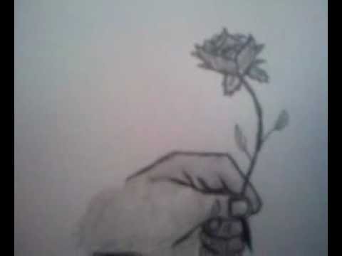 how to draw a hand holding a rose - YouTube
