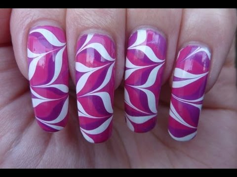 Pretty White Red Pink Flower Water Marble Nail Art Design Pretty In Pink Water Marble Nail Art Tutorial Howto Hd Video