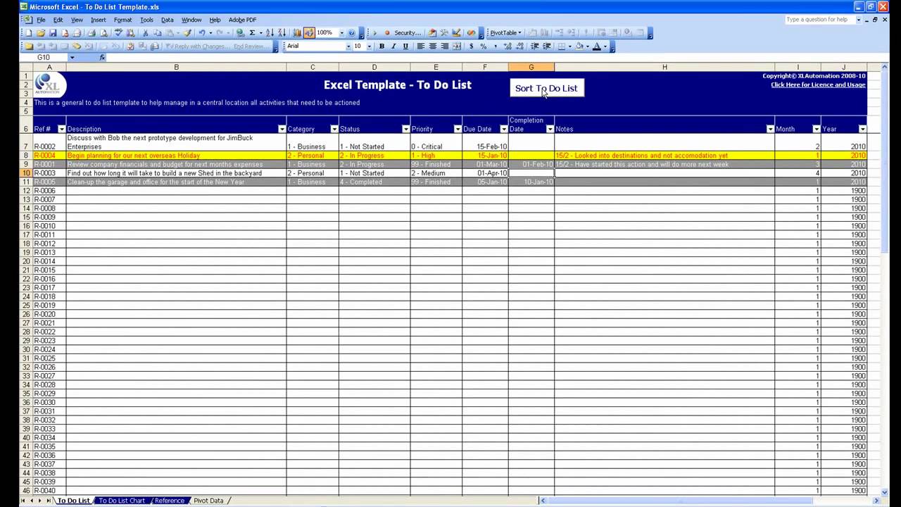 Excel Template To Do Lists